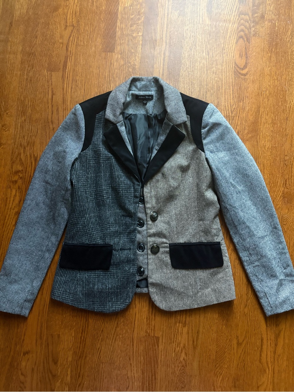 Multi Fabric Blazer with Faux Vest